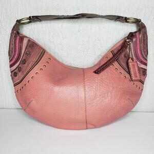 RARE Coach VTG Soho Bag Pink Mauve Leather Studded Western Boho Braided Purse